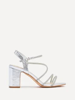 Argent - Sandales à talons carrés Linzi Kira à lanières et diamants