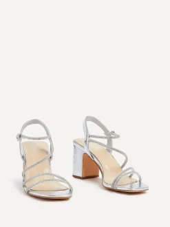 Argent - Sandales à talons carrés Linzi Kira à lanières et diamants
