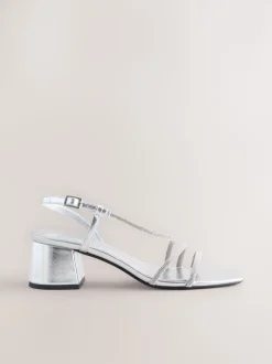 Argent - Sandales à talons carrés et à bretelles ornées de bijoux Forever Comfort