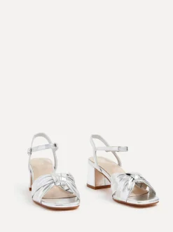 Argent - Sandales Linzi Charlotte à talons carrés avec nœud sur le devant