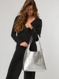 Argenté métallisé - Sac à bandoulière Pure Luxuries London Nina en cuir