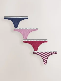 Argyle de marine - Lot de 4 culottes à logo en coton