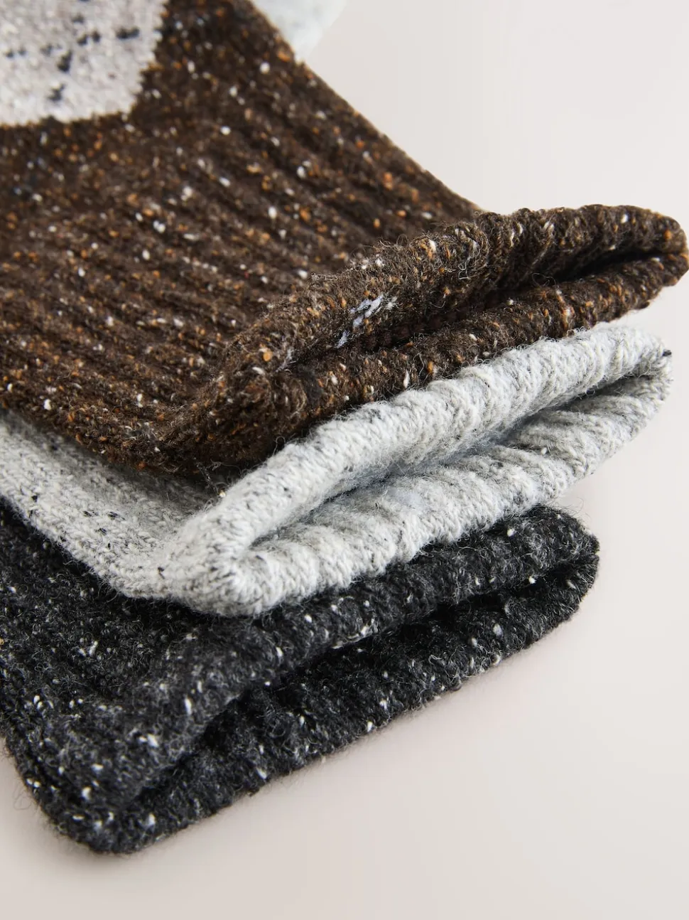 Argyle neutre - Laine thermale Blend Chaussettes de cheville 3 Lot avec soie