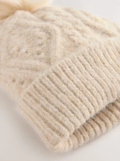 Avoine - Bonnet à pompon en maille pointelle