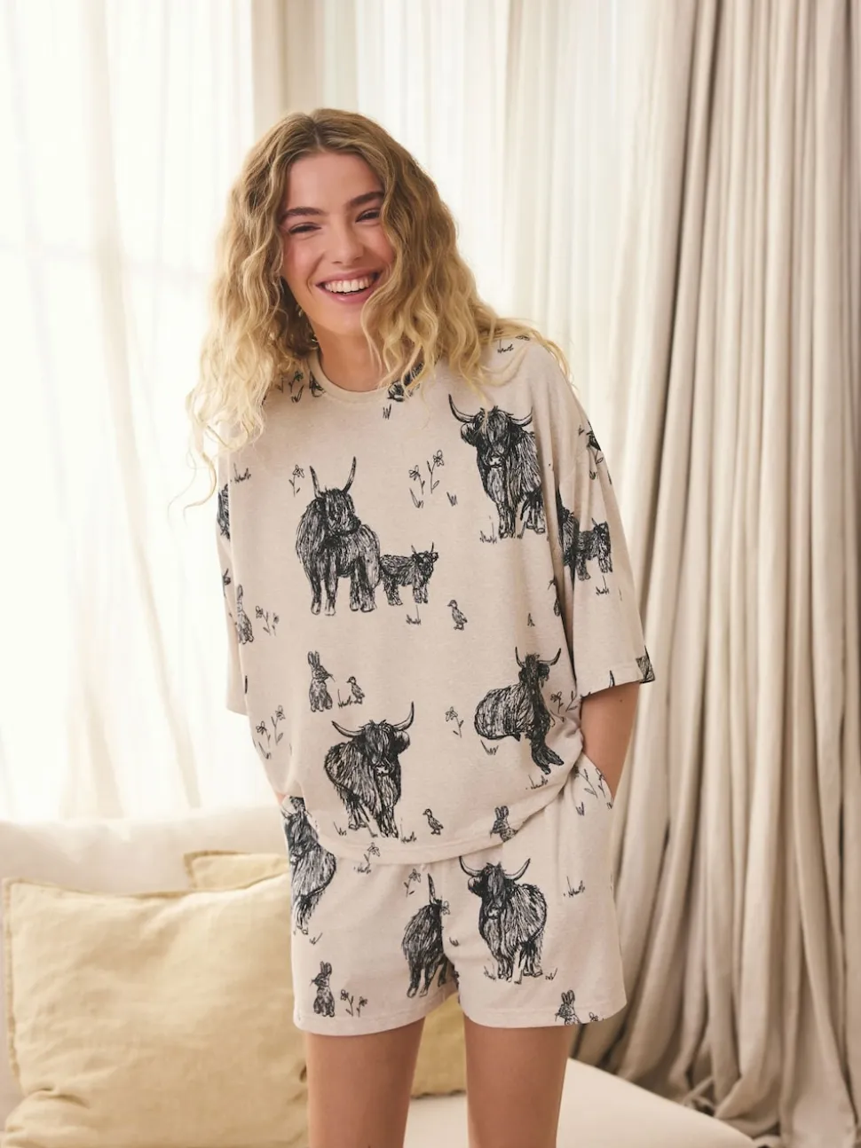 Avoine Hamish The Highland Cow - Ensemble pyjama court confortable