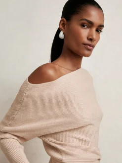 Avoine neutre - Reiss - Lorna - Pull en maille drapée asymétrique