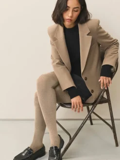 Avoine/chiné neutre - Lot de 2 collants en maille à poignée chaude