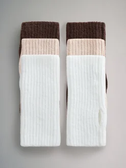 Avoine/MARRON CHOCOLAT/Crème - The Set lot de 3 gants en maille sans doigts