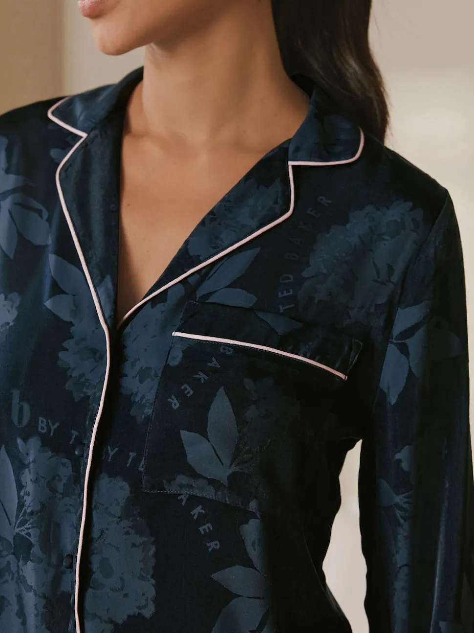 B by Ted Baker pyjama boutonné en jacquard bleu marine