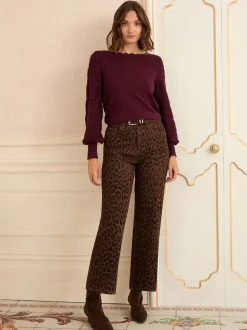 Baies - Pull Love & Roses Bobble Stitch en maille festonnée