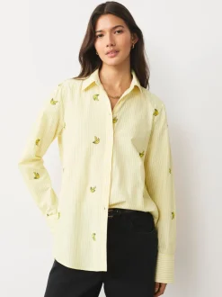 Banane à rayures jaune et blanche - Chemises à manches longues brodées
