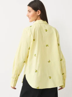 Banane à rayures jaune et blanche - Chemises à manches longues brodées