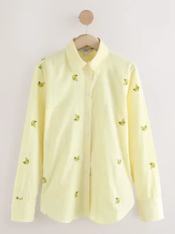 Banane à rayures jaune et blanche - Chemises à manches longues brodées