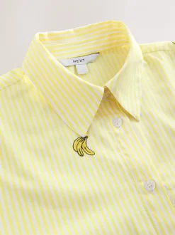 Banane à rayures jaune et blanche - Chemises à manches longues brodées