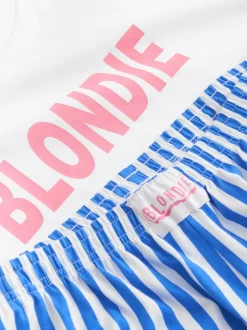 Bande blanche/bleue - Pyjama Blondie à manches courtes