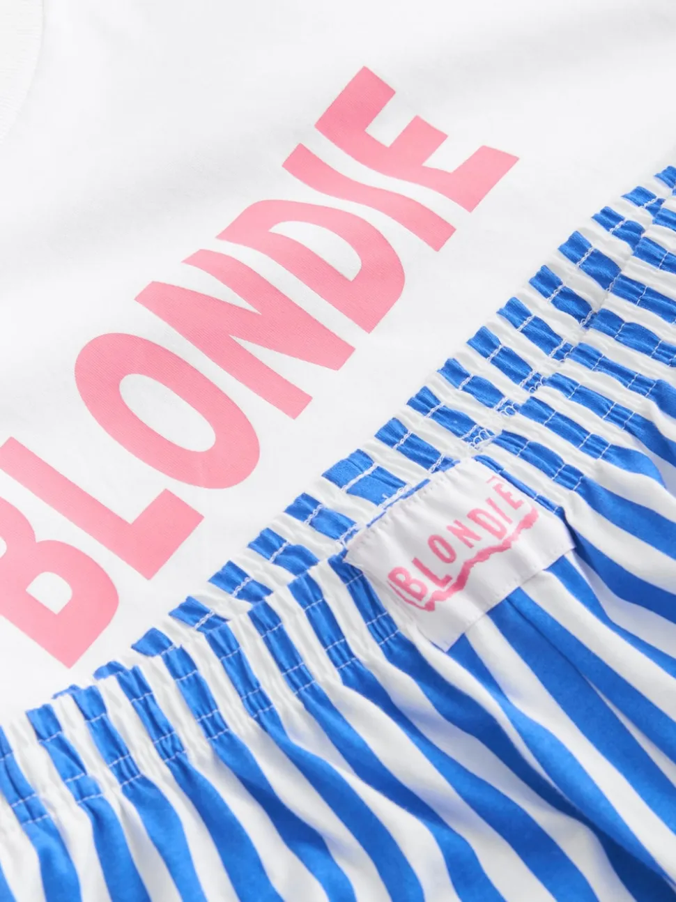 Bande blanche/bleue - Pyjama Blondie à manches courtes