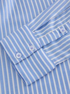 Bande bleue - Chemise décontractée douce à manches longues et col en V