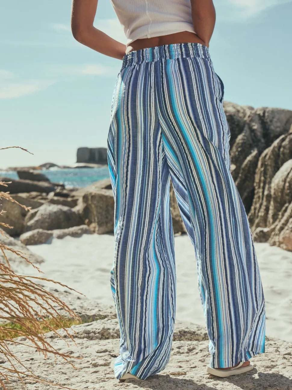 Bande bleue - Pantalon large à enfiler