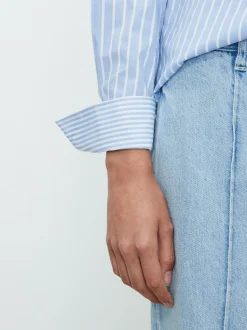 Bande bleue/blanche - Chemise extensible ajustée Essential à manches longues