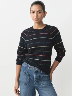 Bande d'arc-en-ciel - Pull col rond riche en coton au toucher doux