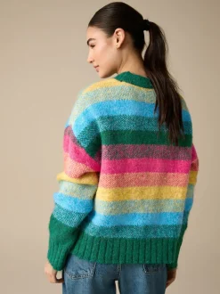 Bande d'arc-en-ciel - Pull ras du cou avec laine