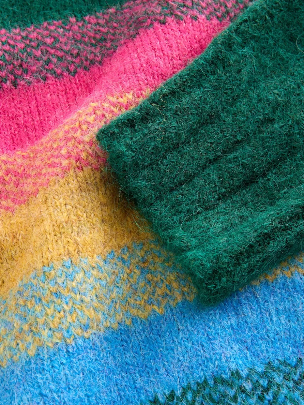 Bande d'arc-en-ciel - Pull ras du cou avec laine