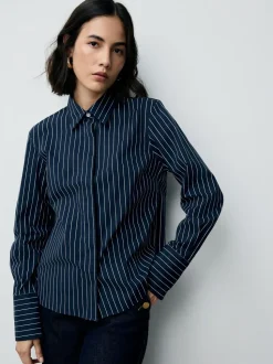Bande marine - Chemise extensible ajustée Essential à manches longues