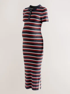 Bande marine - Robe en maille à col Grossesse
