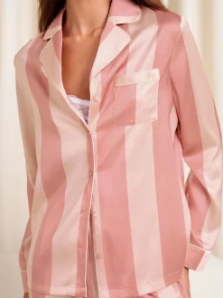 Bande rose - Ensemble pyjama Lipsy décontracté en satin imprimé à manches longues