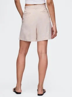 beige - Gap short épais en lin Blend taille haute