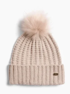 beige - Lipsy Chapeau à pompon côtelé scintillant