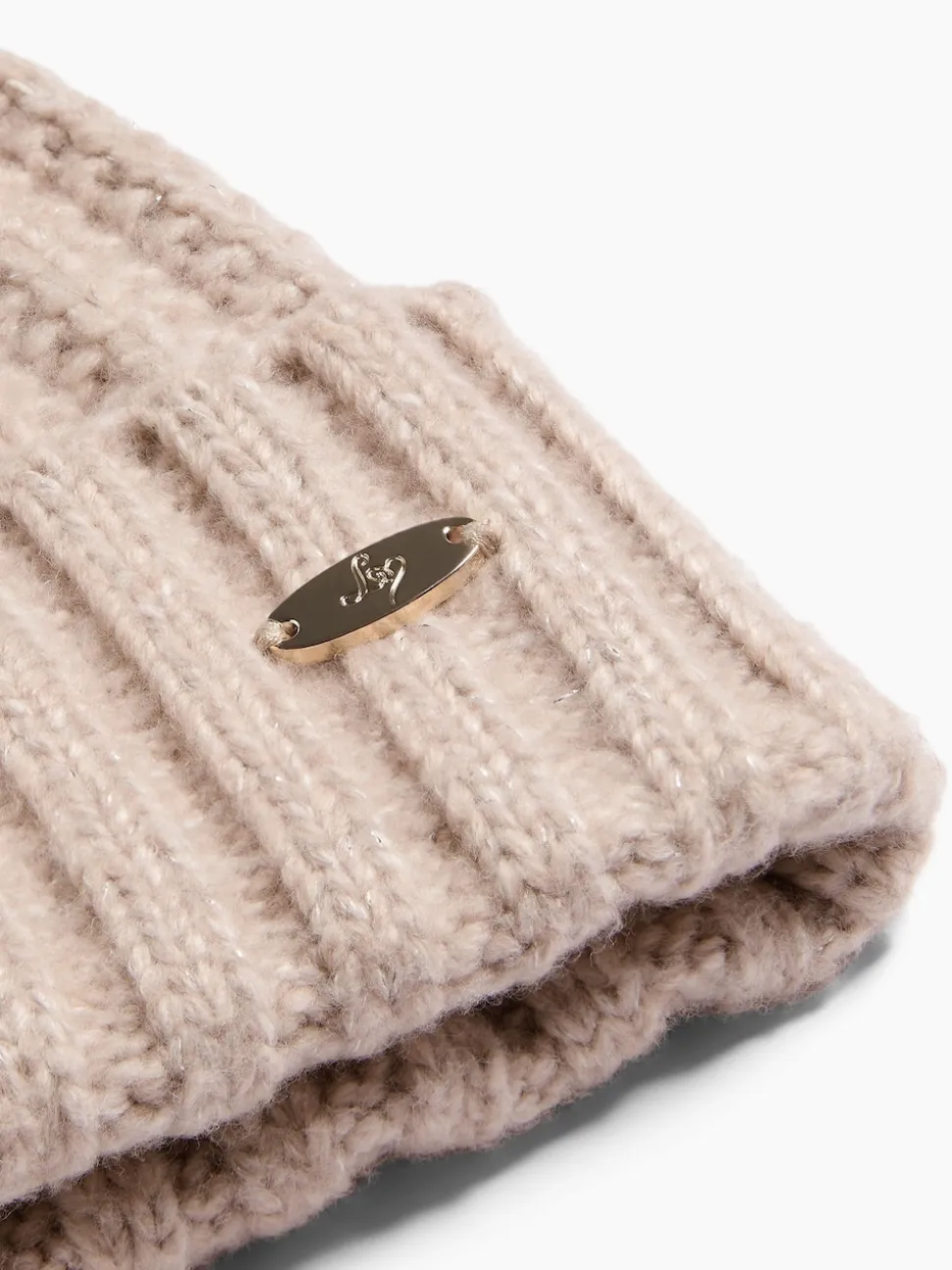 beige - Lipsy Chapeau à pompon côtelé scintillant