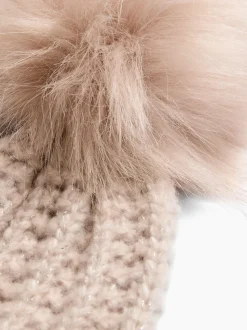 beige - Lipsy Chapeau à pompon côtelé scintillant