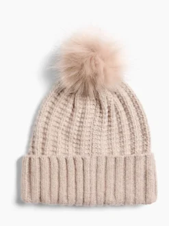 beige - Lipsy Chapeau à pompon côtelé scintillant