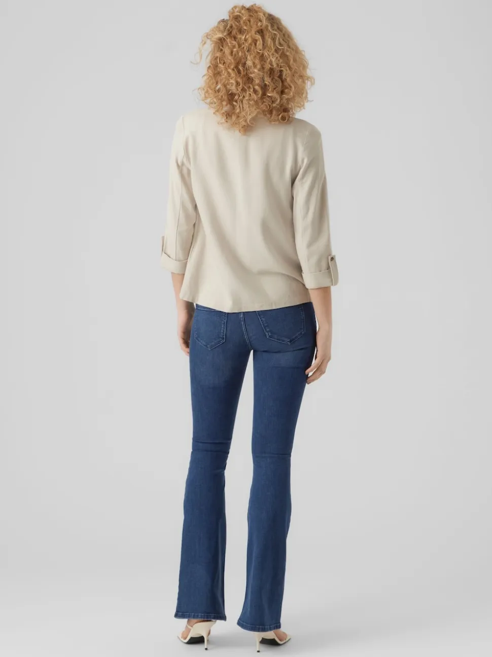 beige - VERO MODA Veste en lin Blend manches 3/4
