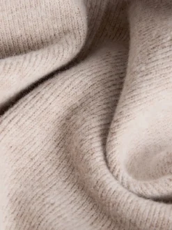 Beige neutre - Pull côtelé confortable au toucher à col rond