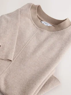 Beige neutre - Pull côtelé confortable au toucher à col rond