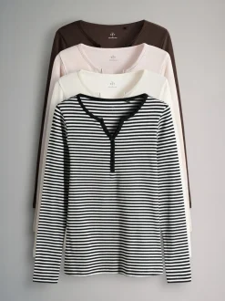 Berry/rayure/rose/blanc - The Set 4 Pack Ribbed Henleys Manches longues T-shirt