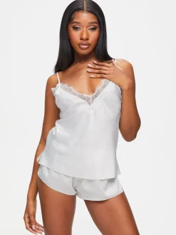Blanc - Ann Summers Ensemble pyjama en dentelle Cerise et cami en satin