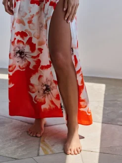 Blanc - B by Ted Baker Robe blanche Blend en lin fleurie Beach