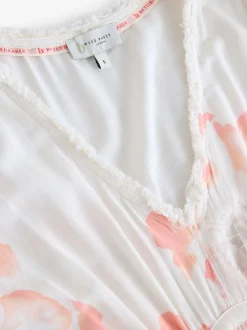 Blanc - B by Ted Baker Robe blanche Blend en lin fleurie Beach