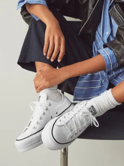 Blanc - Baskets Converse Platform Lift Chuck Ox