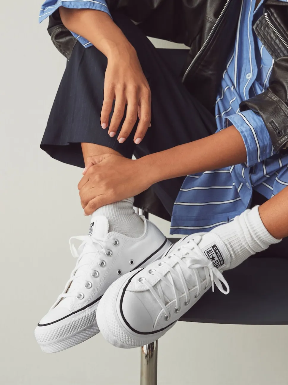Blanc - Baskets Converse Platform Lift Chuck Ox