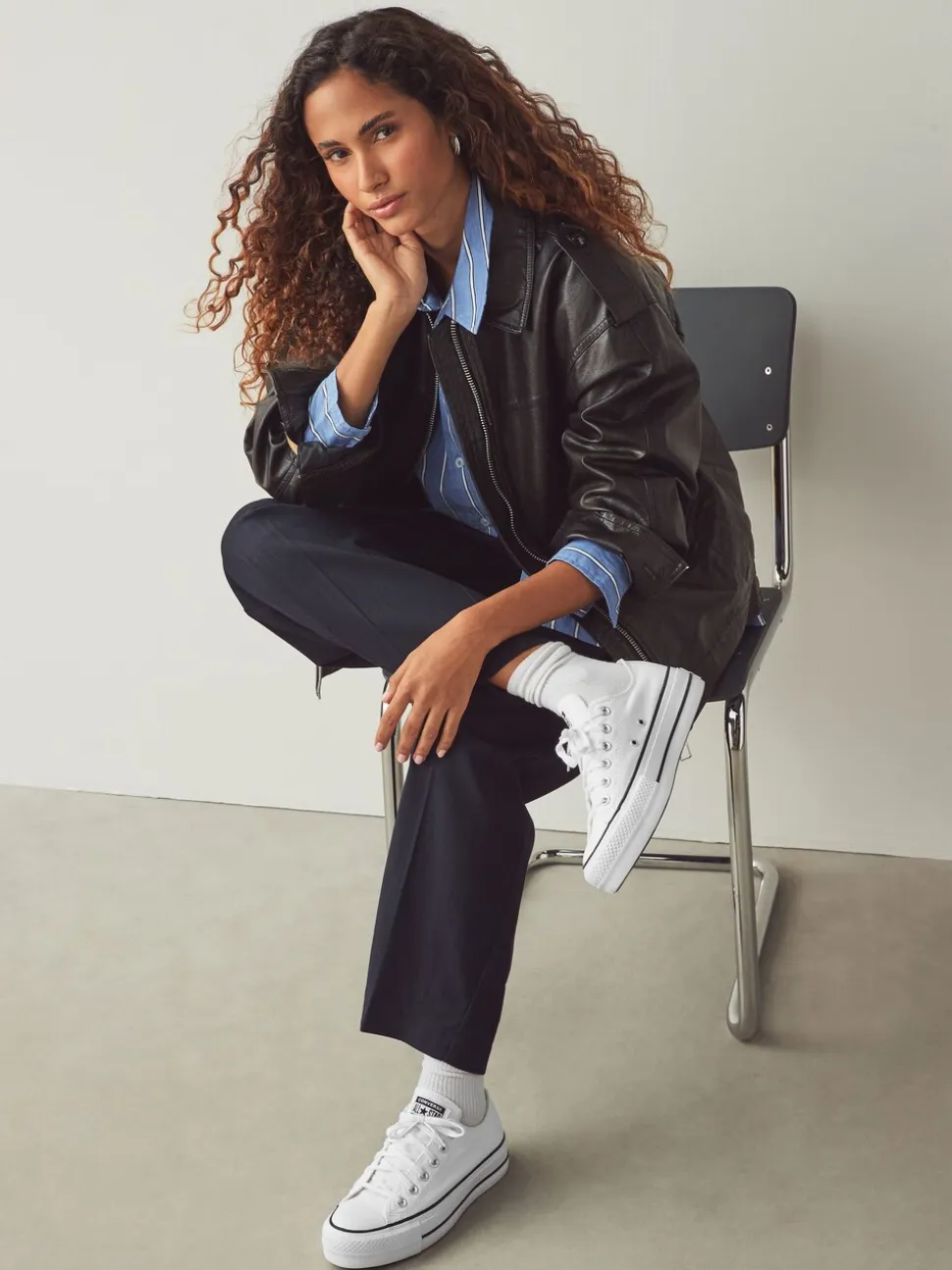 Blanc - Baskets Converse Platform Lift Chuck Ox