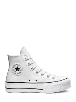 Blanc - Baskets montantes Converse Platform Lift Chuck Taylor en cuir