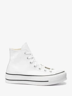 Blanc - Baskets montantes Converse Platform Lift Chuck Taylor en cuir