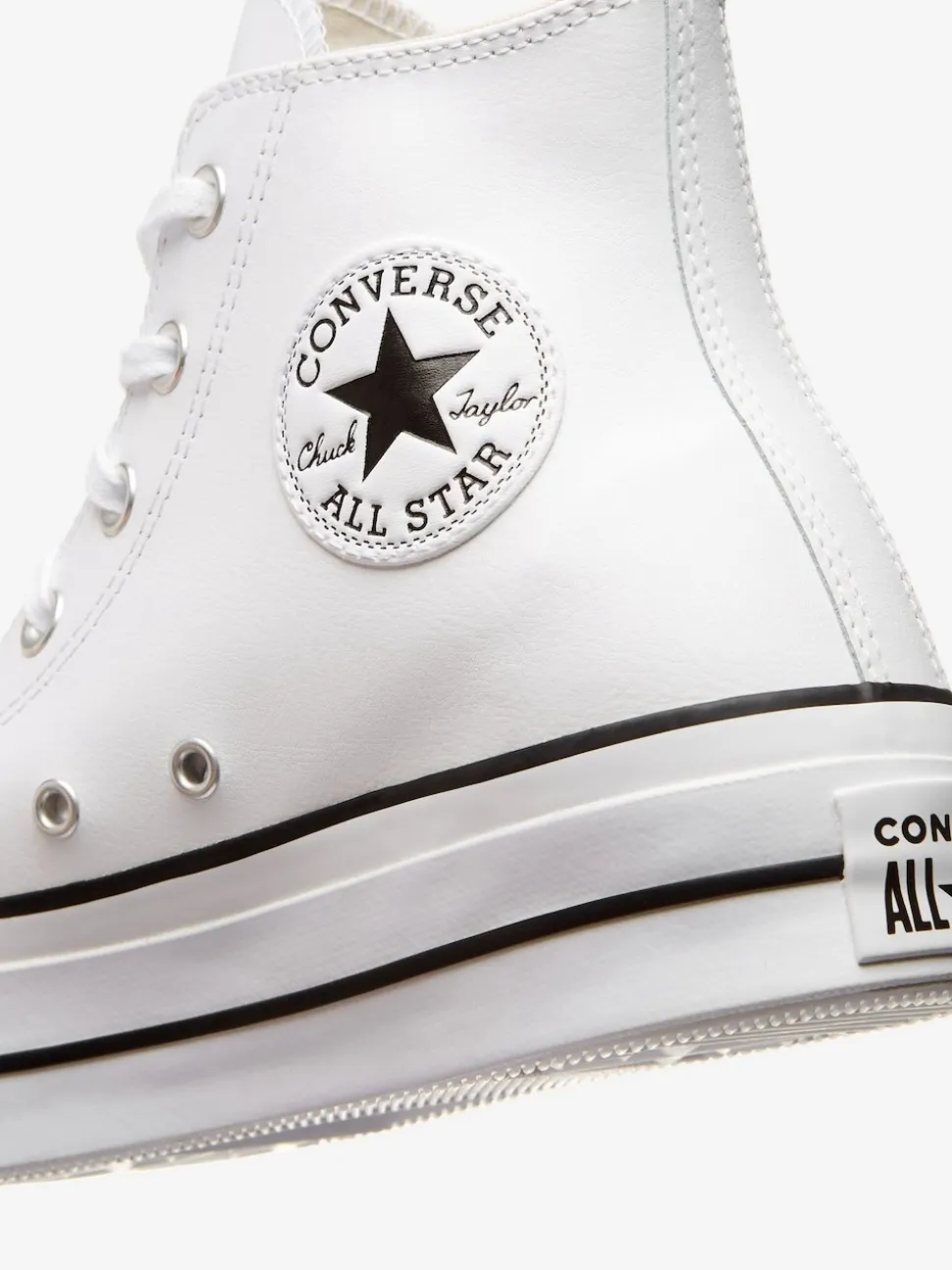 Blanc - Baskets montantes Converse Platform Lift Chuck Taylor en cuir