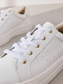 Blanc - Baskets Signature Premium en cuir à lacets