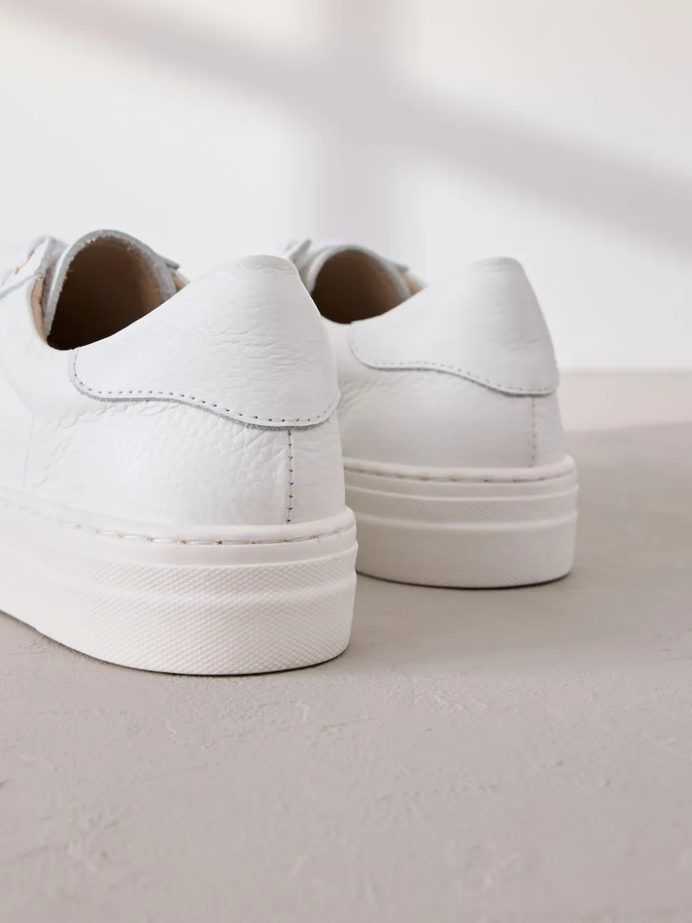 Blanc - Baskets Signature Premium en cuir à lacets