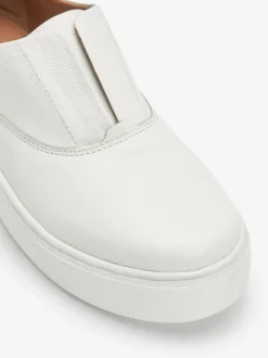 Blanc - Baskets Signature en cuir à plateforme compensée épaisse
